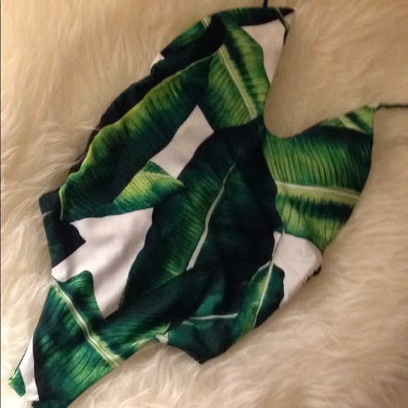 Palm Leaf print design strappy sided one piece - Picture 3 of 4
